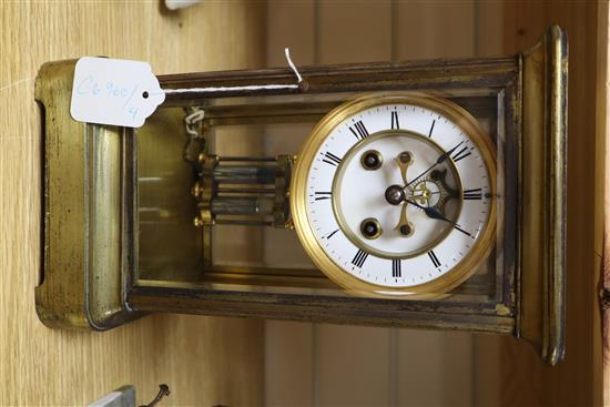 An early 20th century gilt metal four glass mantel clock, height 29cm